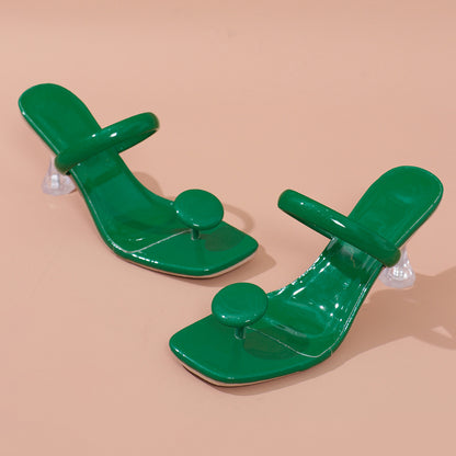 Plus Size High Heel Slippers Candy Color Women's Slippers