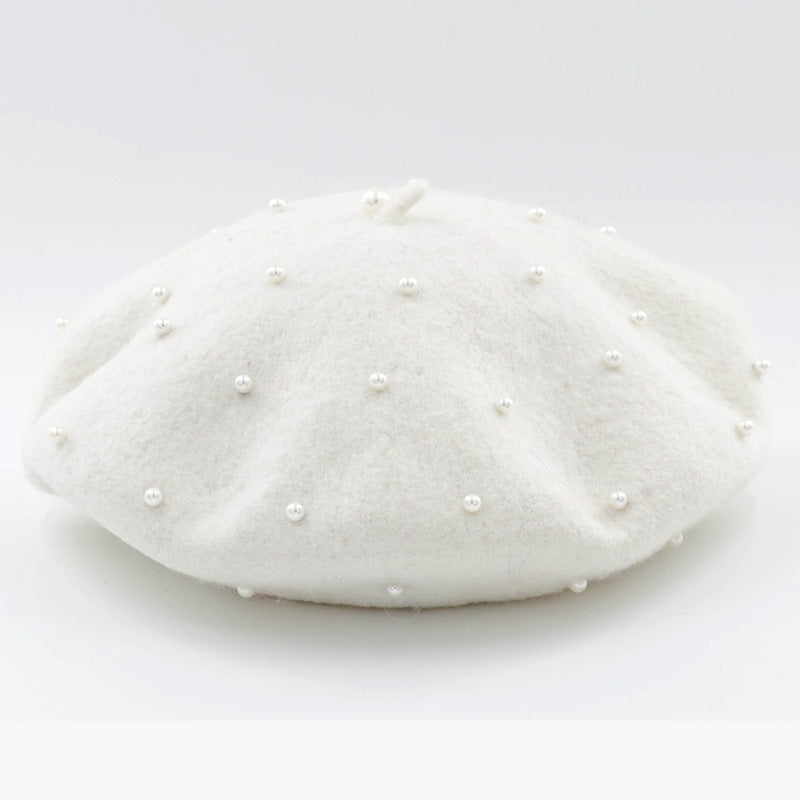 Woolen starry pearl beret