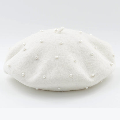 Woolen starry pearl beret