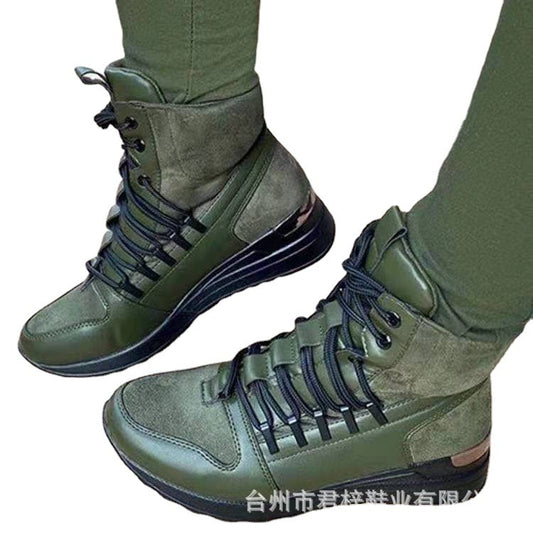 European And American Plus Size Lace-up Cool Martin Boots