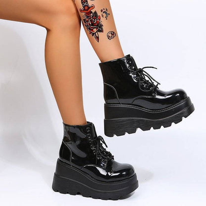 British Style Bootie Women's Fashion Platform Wedge Platform Martin Boots