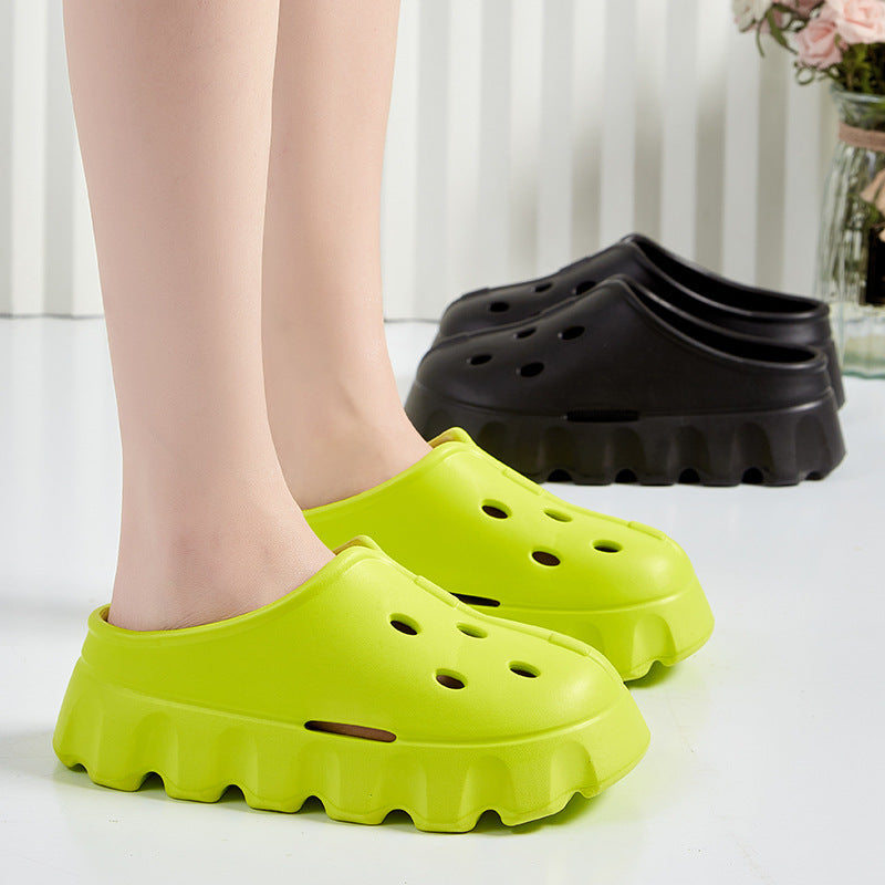 Women's Fashion Outer Wear Thick Bottom Hole Slippers