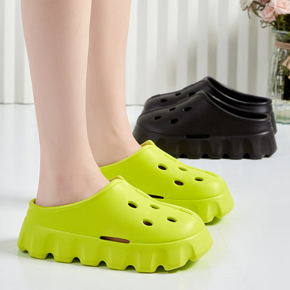 Women's Fashion Outer Wear Thick Bottom Hole Slippers