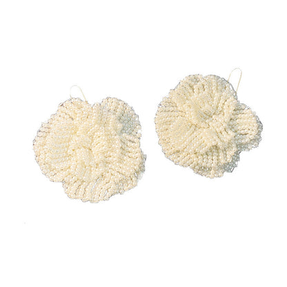 Bridal Beautiful Flowers Handmade Beaded Pearl Earrings