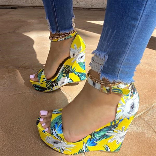 Color Matching Floral Fashion Sexy Sandals