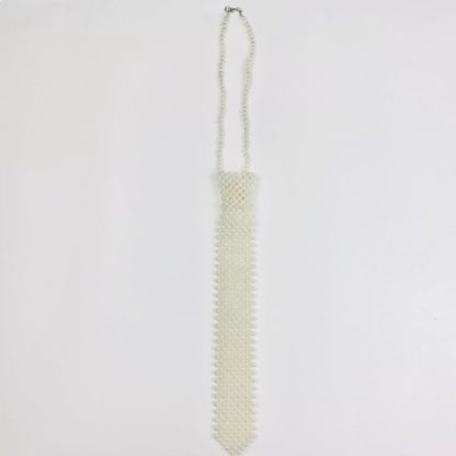 Beaded Flat Cutout Vintage Pearl Tie