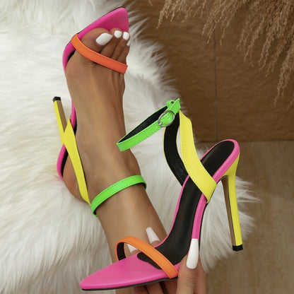 Block Pointed Peep Toe Sandals