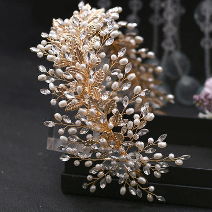 Bridal Fashion Handmade Pearl Wide Hair Band