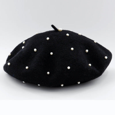 Woolen starry pearl beret