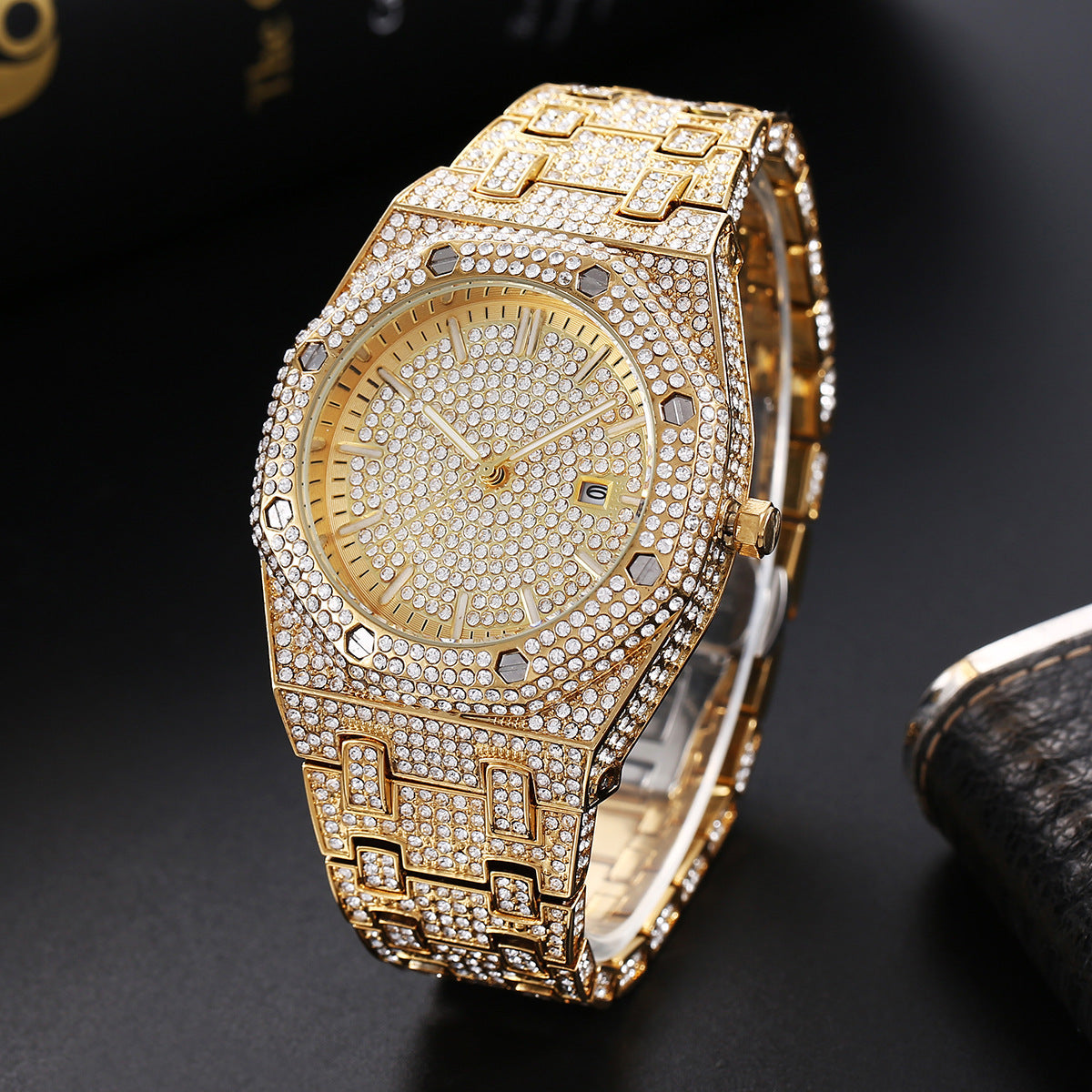 Fashion Rap Ice Hip Hop Full Diamond Large Dial Quartz Watch