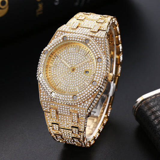 Fashion Rap Ice Hip Hop Full Diamond Large Dial Quartz Watch