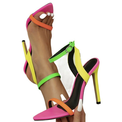 Block Pointed Peep Toe Sandals
