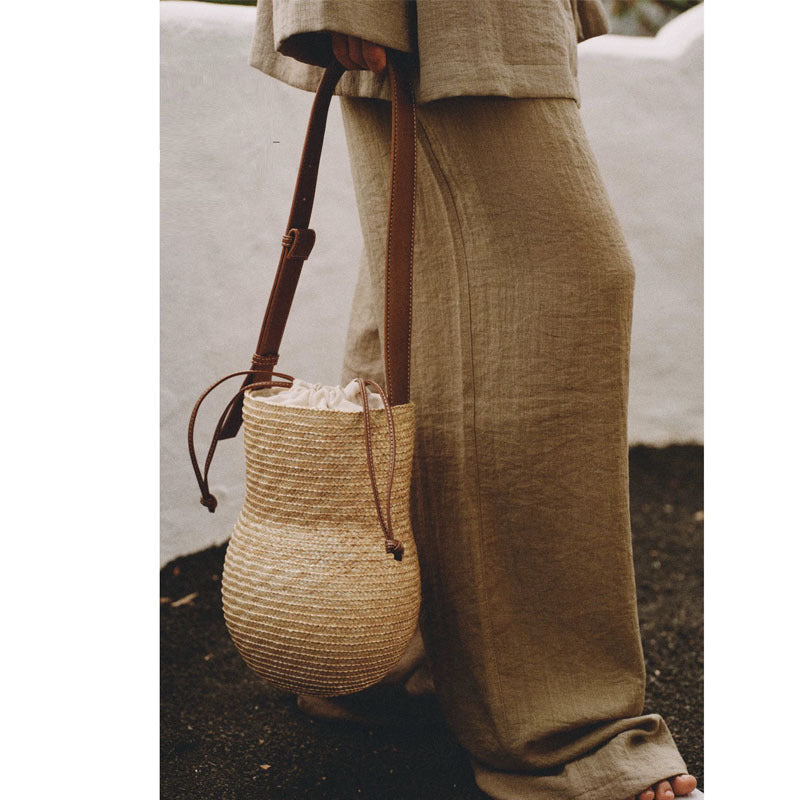 Gourd Shoulder Straw-weaved Portable Straw Hand-woven Bag