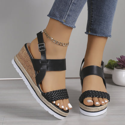 Ankle-strap Sandals Women's Casual Shoes Open Toe Wedge Plus Size