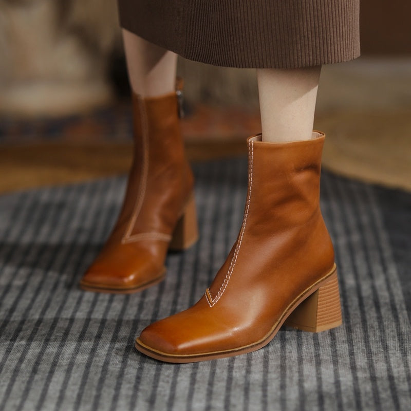 Lambskin Square Toe Boots