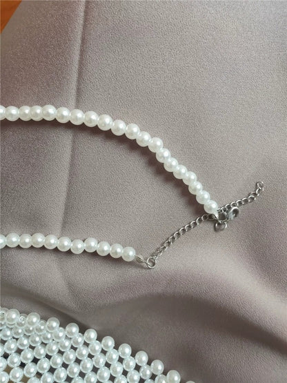 Beaded Flat Cutout Vintage Pearl Tie