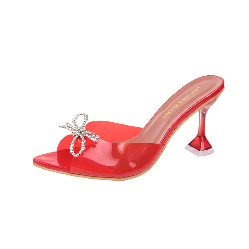 Big Bow Rhinestone Buckle Wedding Heel