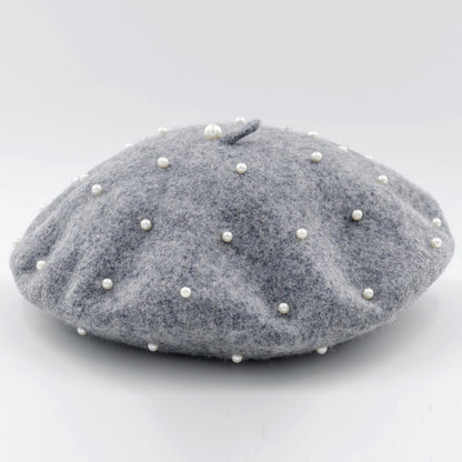 Woolen starry pearl beret