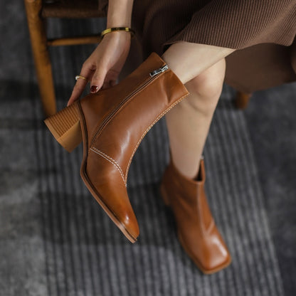 Lambskin Square Toe Boots