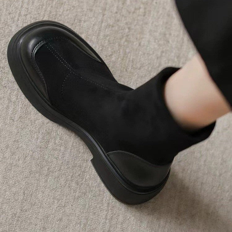 Women's Thick-soled Round-toe Suede Short Boots