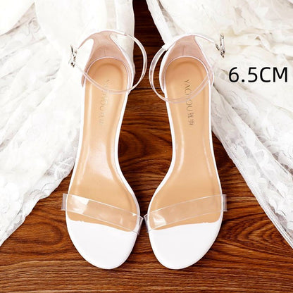 Genuine Leather Simple Fashion Strap Transparent High Heel