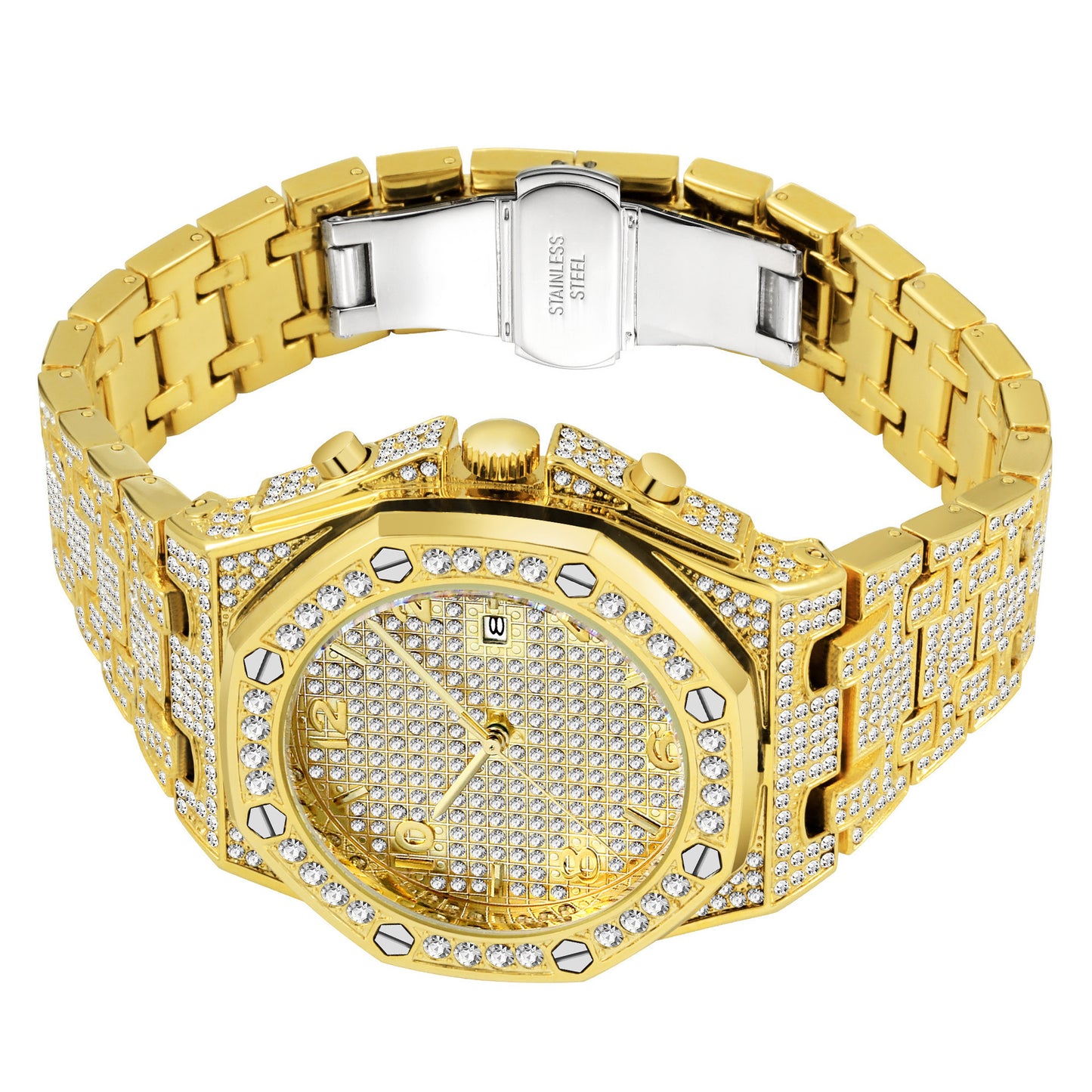 Stainless Steel Starry Calendar Waterproof Quartz  Watch