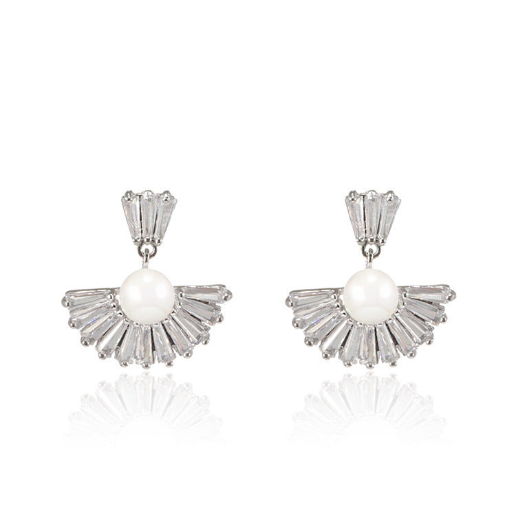 925 Silver Needle Stud Earrings Fashion Pearl