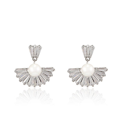 925 Silver Needle Stud Earrings Fashion Pearl