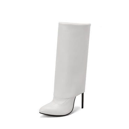 Women's Fashion Solid Color Side Zipper Pointed Toe Boots