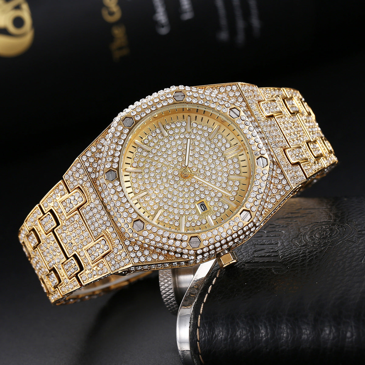 Fashion Rap Ice Hip Hop Full Diamond Large Dial Quartz Watch