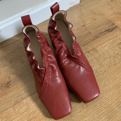 Inside And Outside All Women's Shoes Thick Heel Square Toe Elastic Deep-mouth Single Shoes