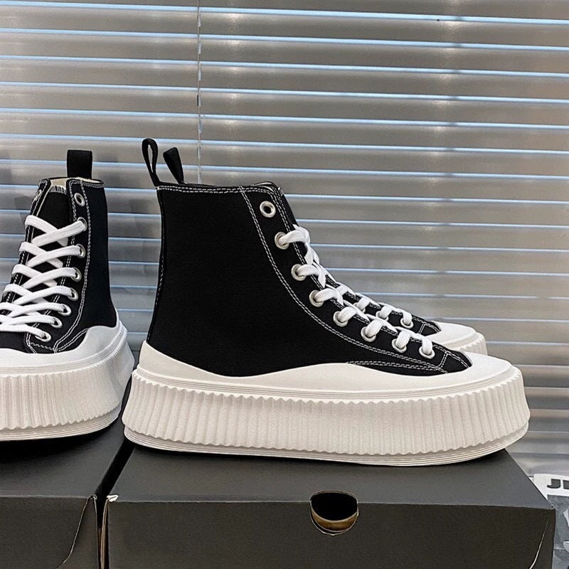 Women's Low-top Strappy Platform Platform Casual High-top Canvas Shoes