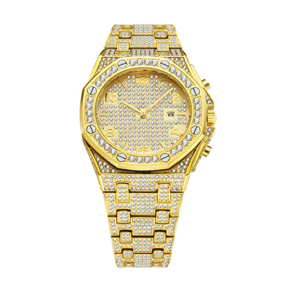Stainless Steel Starry Calendar Waterproof Quartz  Watch