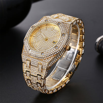 Fashion Rap Ice Hip Hop Full Diamond Large Dial Quartz Watch