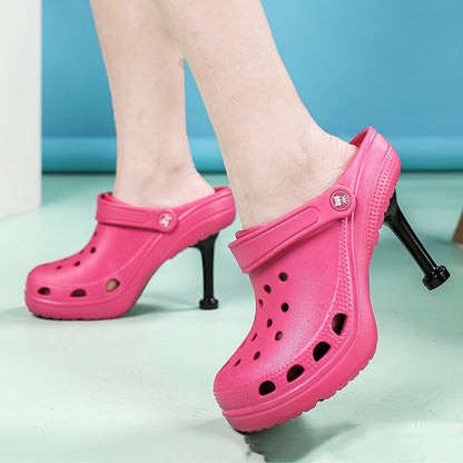 Holes In Women's High Heeled Slippers