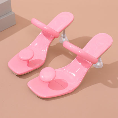 Plus Size High Heel Slippers Candy Color Women's Slippers