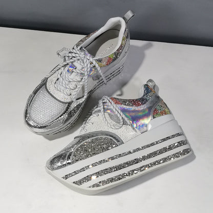 Genuine Leather Breathable Mesh Platform Shoes