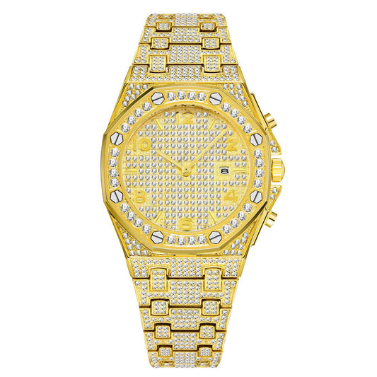 Stainless Steel Starry Calendar Waterproof Quartz  Watch