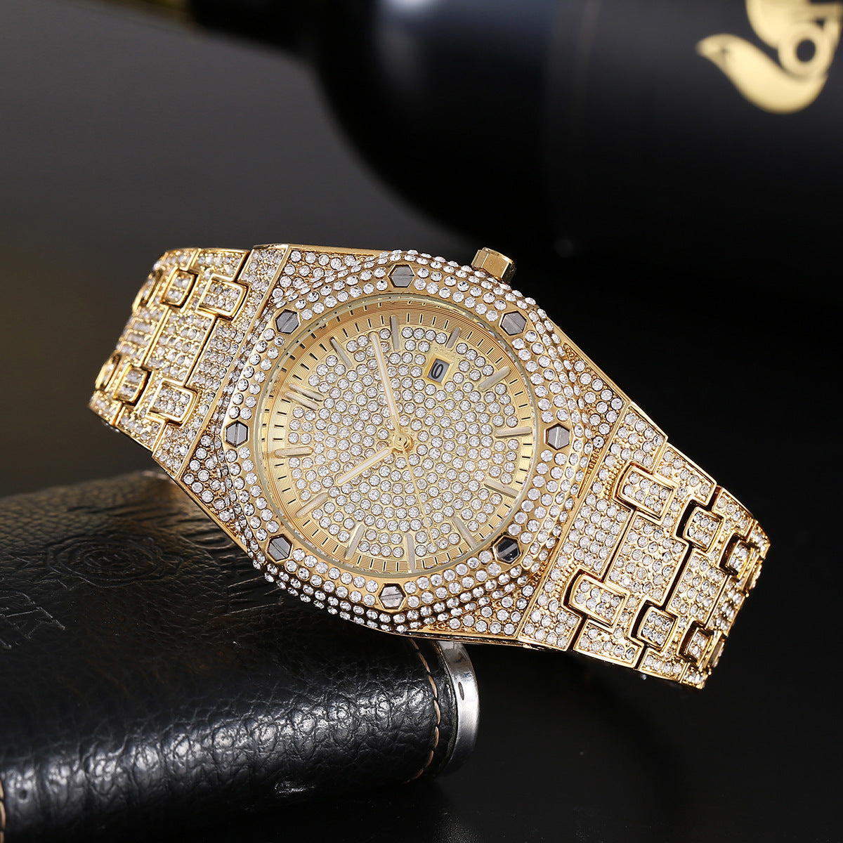 Fashion Rap Ice Hip Hop Full Diamond Large Dial Quartz Watch