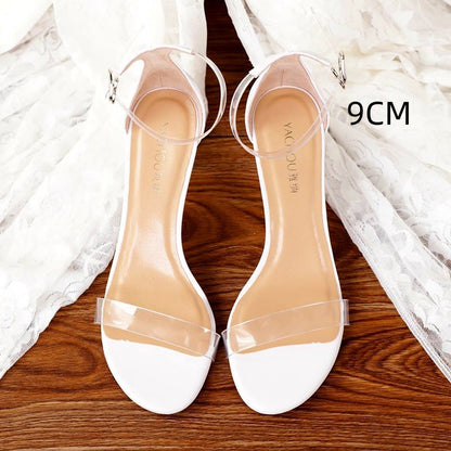 Genuine Leather Simple Fashion Strap Transparent High Heel