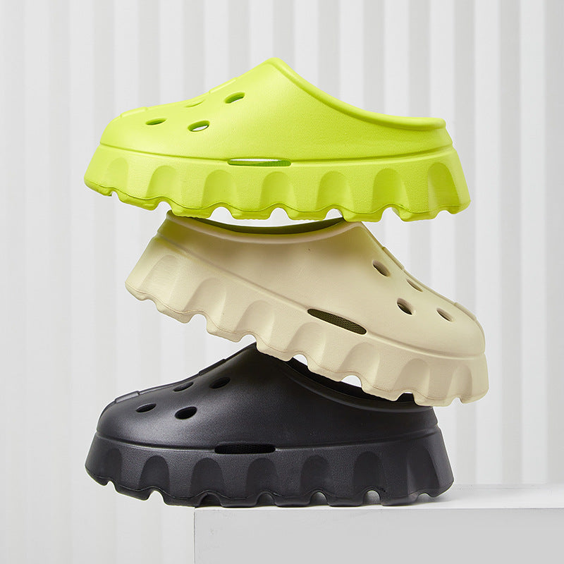 Women's Fashion Outer Wear Thick Bottom Hole Slippers